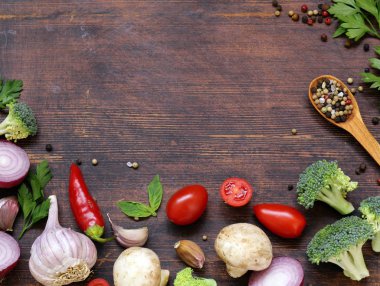 Gıda arka plan, sebze baharat ve otlar