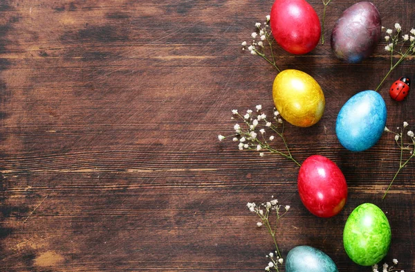 Prettige Pasen Vakantie Decoratieve Kleurrijke Eieren Symbool Van Een Lente — Stockfoto
