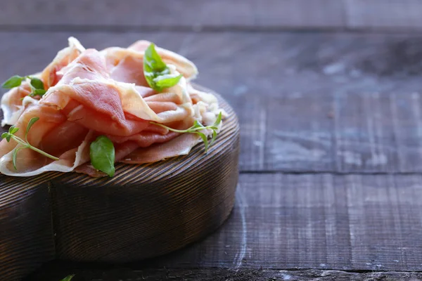Parma Italian Dried Ham Wooden Board — Stock Photo, Image