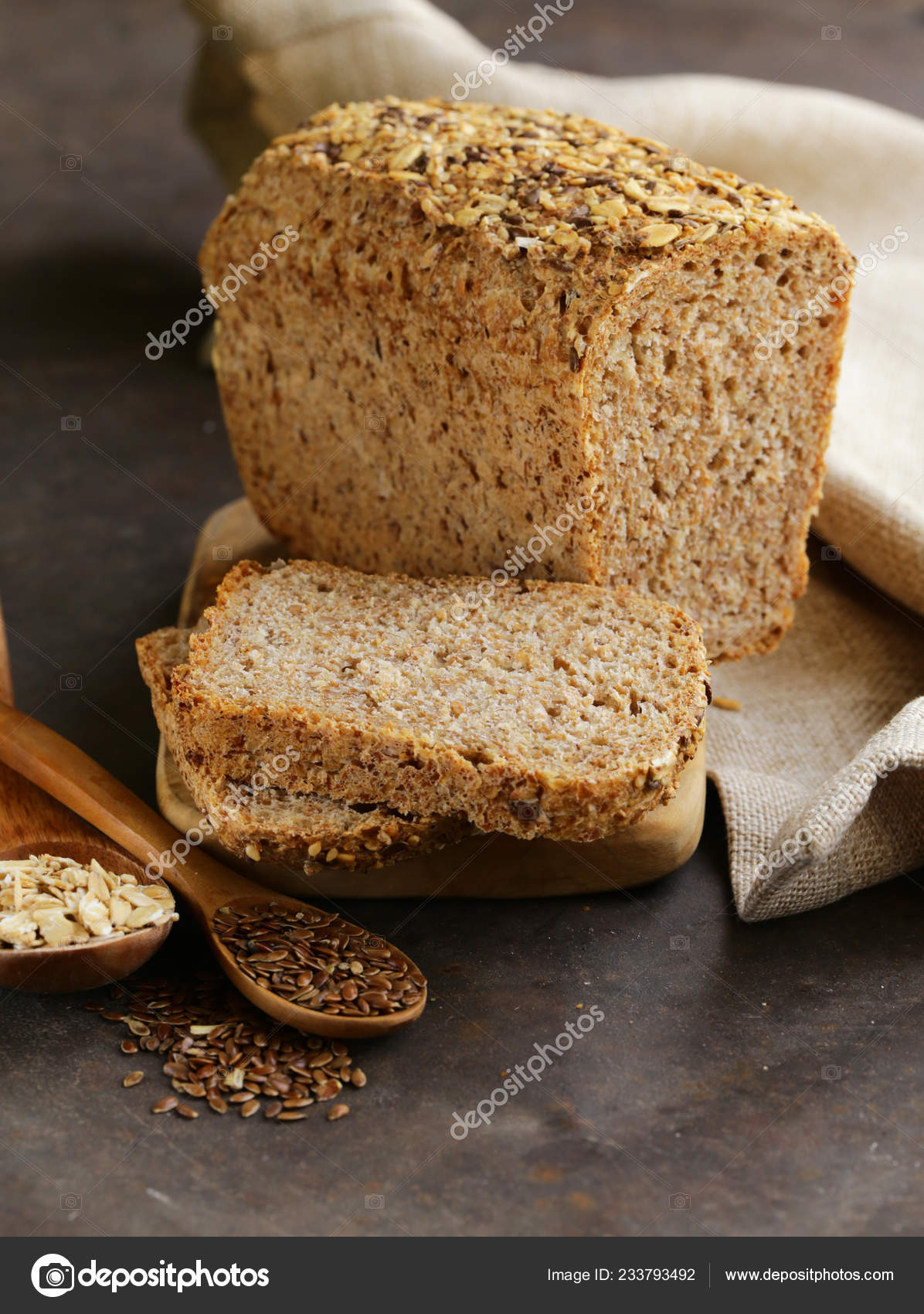 Rye Wholemeal Bread Flax Seed Oatmeal Stock Photo by ©Dream79 233793492