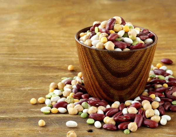 Assortment Different Types Beans Red Beans Chickpeas Peas — Stock Photo, Image