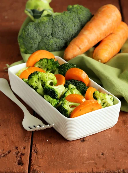 Mixed Vegetables Carrots Broccoli Tasty Garnish — Stock Photo, Image