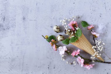 Bıldırcın yumurta dekorasyon ile Paskalya kompozisyon