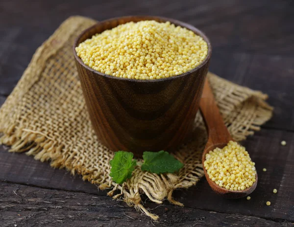 Millet Groats Wooden Cup Healthy Food — Stock Photo, Image