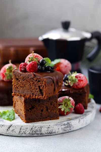 Chocolate Brownie Cake Ganache — Stock Photo, Image