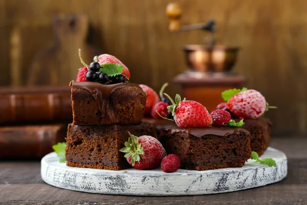 Chocolate Brownie Cake Ganache — Stock Photo, Image