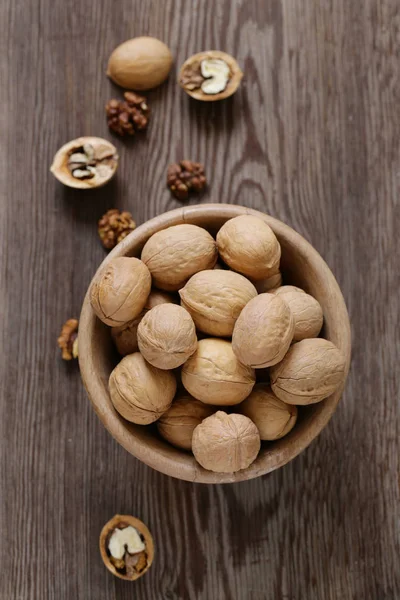 Noci Una Dieta Sana Tavolo Legno — Foto Stock