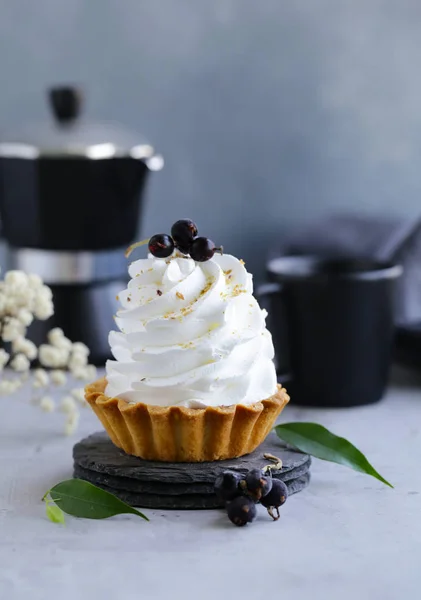 Mini Cake Met Meringue Zandkoek Deeg Voor Dessert — Stockfoto