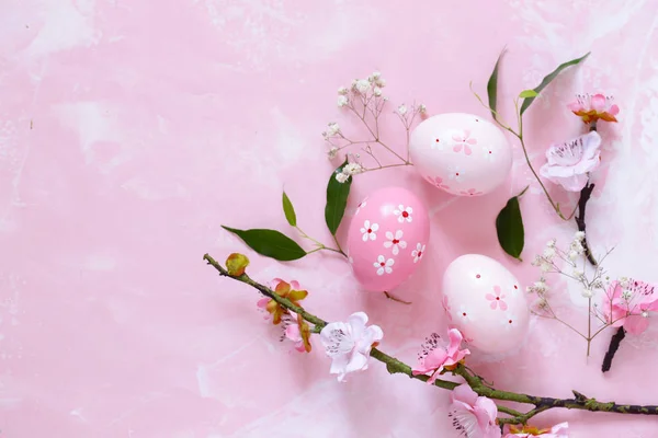 Decorated Eggs Easter Pink Background — Stock Photo, Image