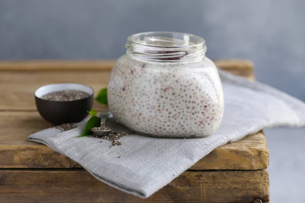 Pudim Chia Com Bagas Para Uma Dieta Saudável — Fotografia de Stock