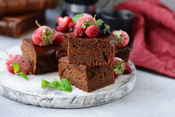 Chocolate Brownie Cake Ganache — Stock Photo, Image