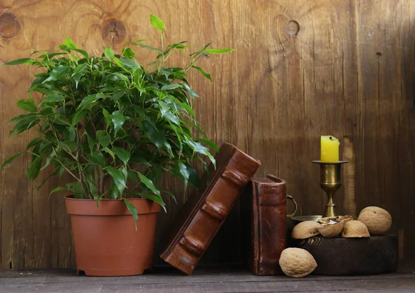 Ceviz ahşap bir masa üzerinde sağlıklı bir diyet için