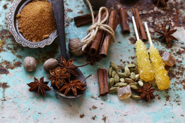 Baharatlar demir eski arka plan ayarla