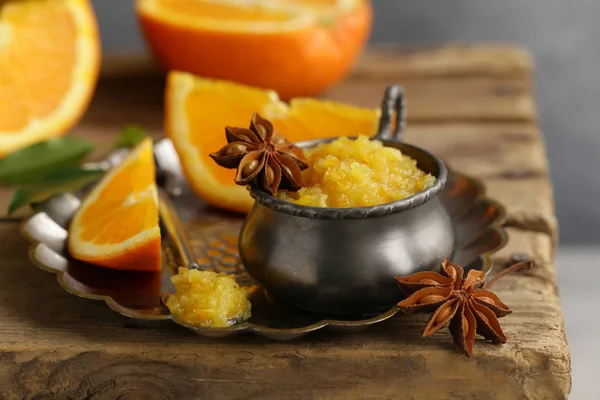 Confitura Mermelada Naranja Casera Para Postre —  Fotos de Stock