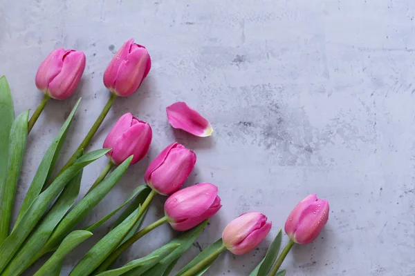 Wiosenne Kwiaty Różowy Bukiet Tulipanów Wystrój Wnętrz — Zdjęcie stockowe