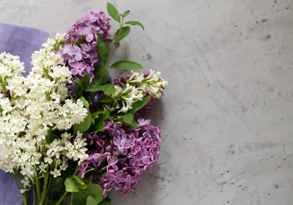 Kytice Bílého Purpurového Lilaku Jarní Květiny — Stock fotografie