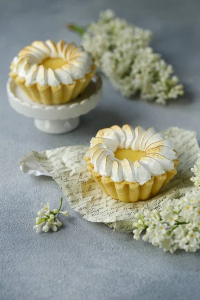 Tartelettes Dessert Crème Citron Meringue — Photo