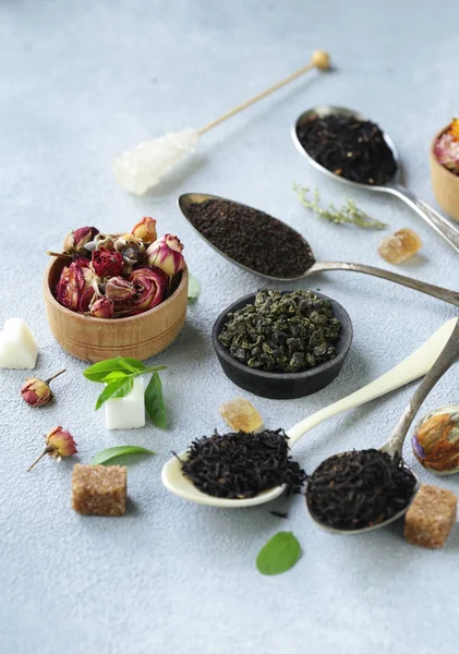 Various Types Tea Spoons — Stock Photo, Image