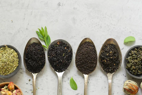 Various Types Tea Spoons — Stock Photo, Image