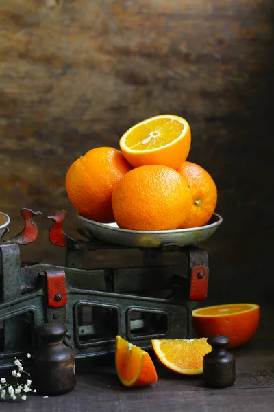 Verse Jus Orange Van Biologisch Fruit Rustieke Stijl — Stockfoto