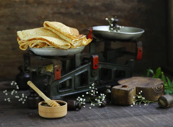 Frittelle Sottili Fatte Casa Colazione — Foto Stock