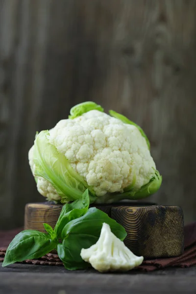 Ekologisk Blomkål Bordet Rustik Stil — Stockfoto