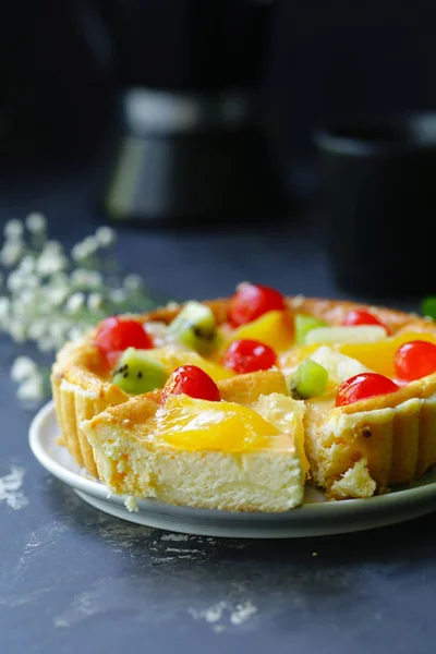 Dessert Mini Tart Cottage Cheese Berries Fruits — Stock Photo, Image