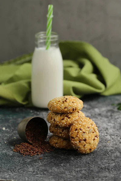 Biscuits Aux Graines Lin Pour Une Alimentation Saine — Photo