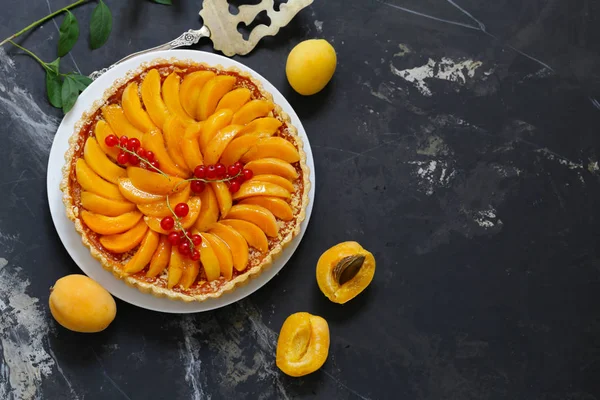 Zelfgemaakte Abrikozen Fruit Taart — Stockfoto