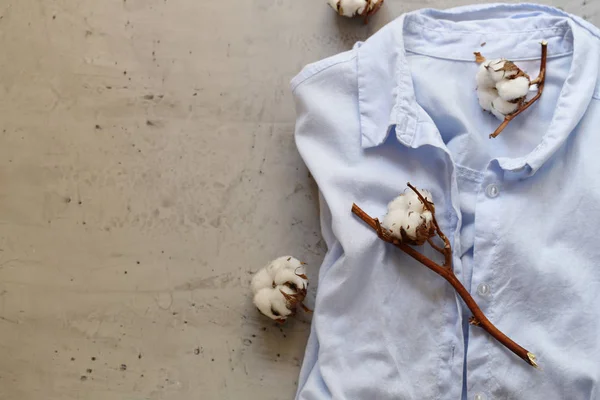 綿の小枝から自然な有機衣類 — ストック写真