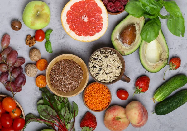 Legumes Frutas Cereais Para Uma Alimentação Saudável Dieta — Fotografia de Stock