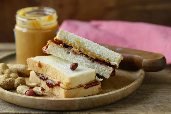 Sandwiches Jam Peanut Butter Breakfast — Stock Photo, Image