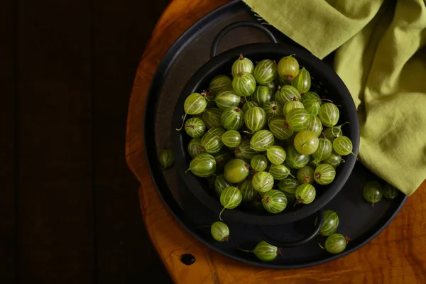 Natural Organic Green Gooseberries Table — Stock Photo, Image