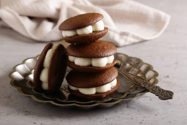 Chocolade Koekjes Met Marshmallows Voor Het Dessert — Stockfoto