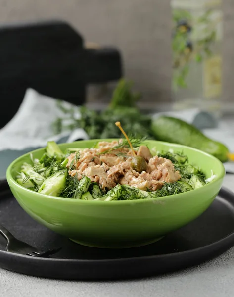 Cod Liver Salad Healthy Eating — Stock Photo, Image