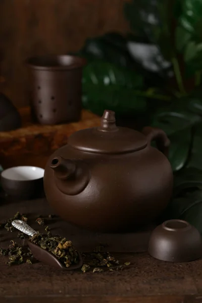 Teeservice Für Die Zeremonie Grüner Tee — Stockfoto