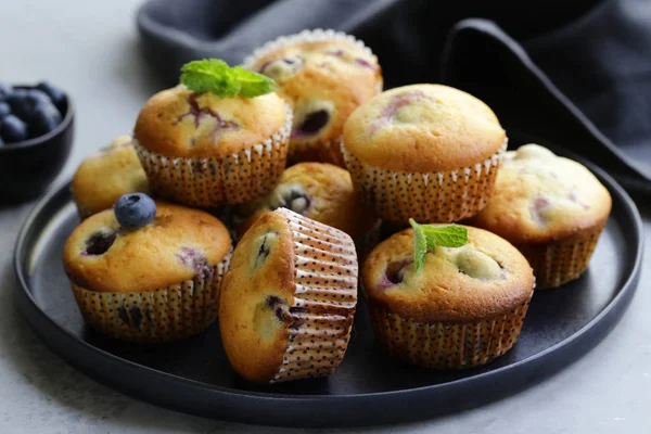 Zelfgemaakte Blueberry Muffins Voor Het Dessert — Stockfoto