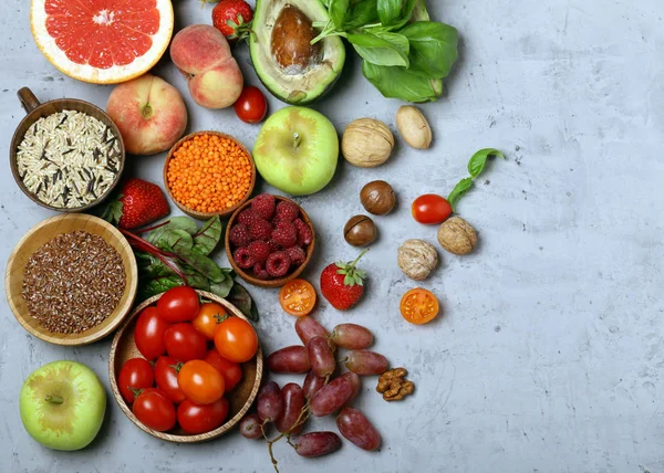 Legumes Frutas Cereais Para Uma Alimentação Saudável Dieta — Fotografia de Stock