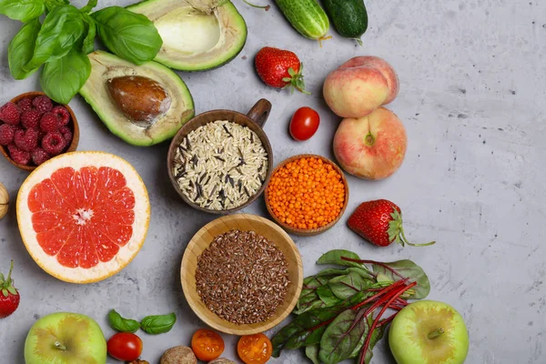 Legumes Frutas Cereais Para Uma Alimentação Saudável Dieta — Fotografia de Stock