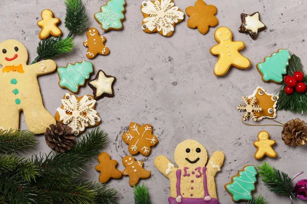Biscoitos Gengibre Decoração Natal Para Feriado — Fotografia de Stock