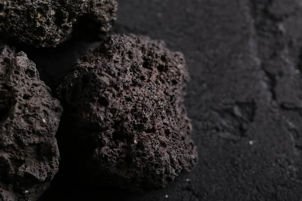 Вулканическая Порода Этна Черном Фоне — стоковое фото
