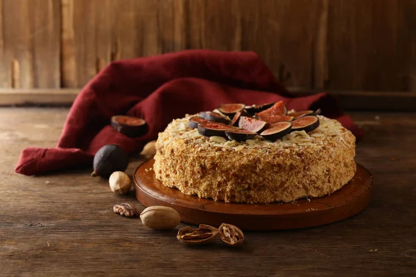 Homemade Sponge Cake Berries Nuts — Stock Photo, Image