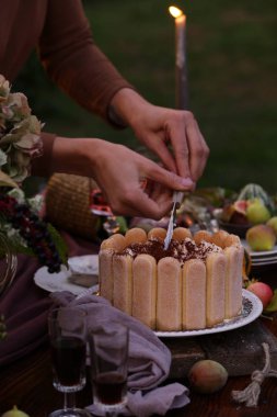 Geleneksel İtalyan tatlı tiramisu keki.