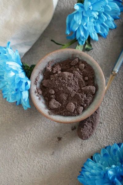 Blue Masala Tea Powder Gray Background — Stock Photo, Image