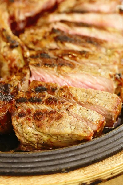 Large Florentine Steak Fried Meat Pan — Stock Photo, Image