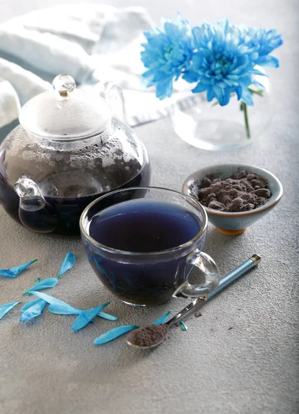 Polvo Masala Azul Sobre Fondo Gris — Foto de Stock