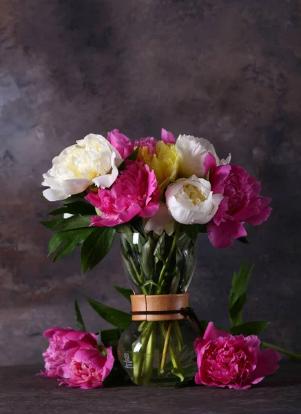 Натюрморт Півонії Квіти Фону Прикраси — стокове фото