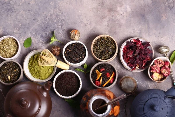 Assortment Various Tea Teapot — Stock Photo, Image