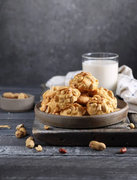 Biscoitos Amendoim Com Nozes Naturais Para Sobremesa — Fotografia de Stock