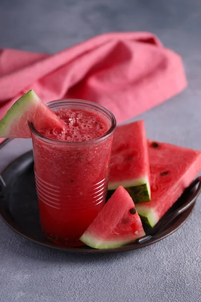 Ripe Fresh Watermelon Smoothie Glass — Stock Photo, Image